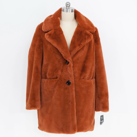 Sam Edelman Faux Fur Teddy Coat in Rust - Picture 1 of 4